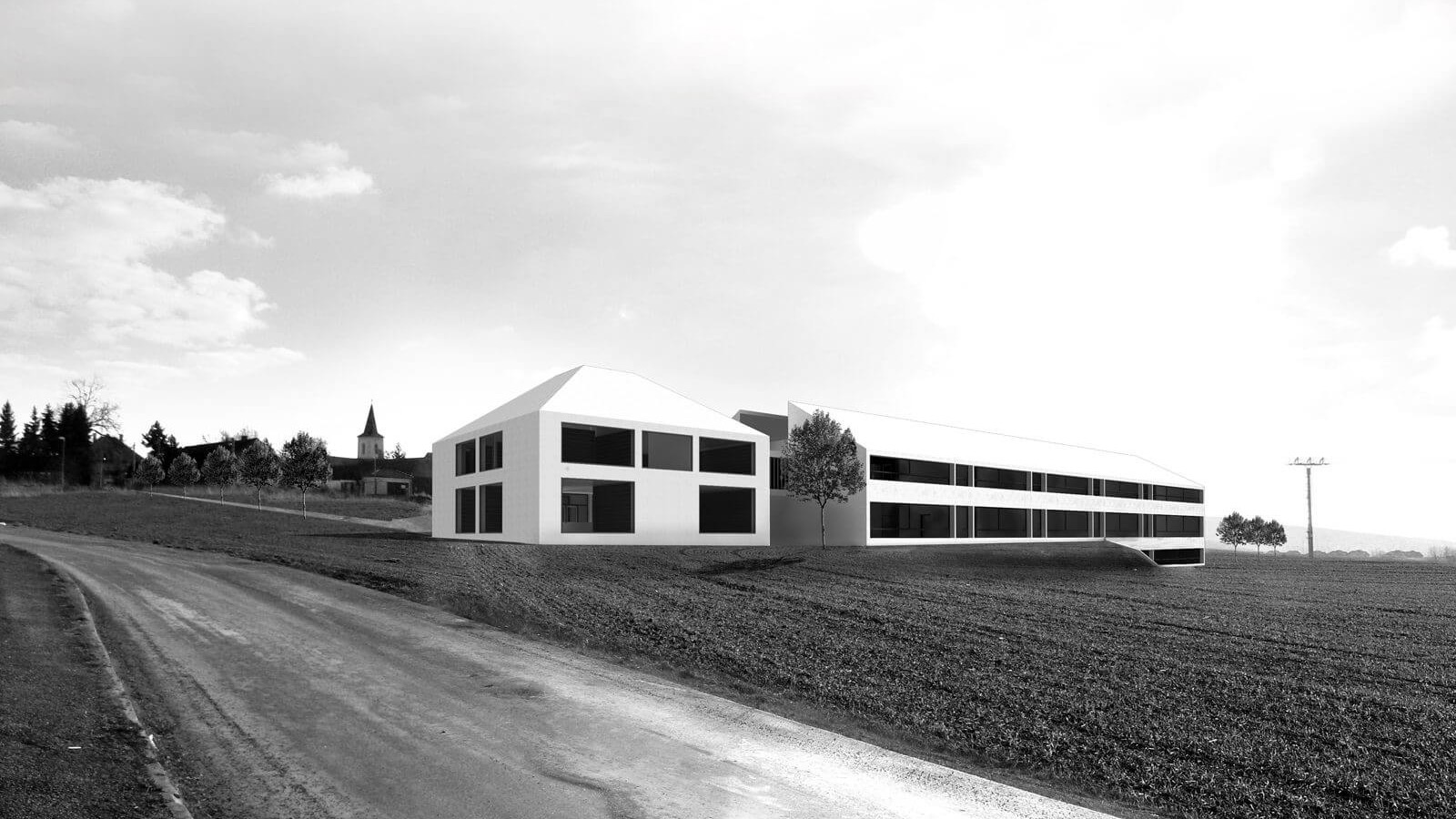 (1, 6, 'Interier_03.jpg', 'NÁVRH ZÁKLADNÍ ŠKOLY', 'Studie vznikla jako soutěžní projekt v mezinárodní dvoukolové soutěži. Návrh postoupil do druhého kola soutěže. V prvním kole bylo odevzdáno 61 návrhů, do kola druhého postoupilo 5. Soubor staveb v sobě zahrnuje též veřejnou a školní knihovnu a mateřskou školku.\n\n<br><br>\nPro budovu nové školy v Psárech a Dolních Jirčanech byl určen pozemek na okraji vsi, ale v blízkosti původního jádra. Na pozemku je vícero omezujících limitů pro stavbu: ochranné pásmo plynovodu a plánovaná stavba silnice napojující se na pražský okruh, územní limity (maximálně 2 nadzemní podlaží, zastavěnípozemku z 25%, což je z 16 049 m2 ‐ 4012m2.)\n\n<br><br>\nObjem a prostorový archetyp školy v kontextu vesnice pokládáme za ekvivalent středověkého kláštera, který vesnici není cizí. Stejně jako škola byl klášter centrem vzdělanosti, místem, kde se opisovaly knihy. Nová škola v Psárech dominuje vesnici objemově, má být centrem společenského života obce, nejdůležitějším objektem Psár a Dolních Jirčan.\n\n<br><br>\nHledaným archetypem se proto stala kompaktní hmota ‐čtyřkřídlé prostorové uspořádání s vnitřním dvorem. Toto původně jen klášterní schéma převzaté středověkými školami a univerzitami (Karolinum, CollegiumJagelonicum v Krakově, Oxford, Bologna…), je s malými úpravami zrecyklováno a soudobě interpretováno.', 'AS', 'Helena Sosnová (Suchá), Vojtěch Sosna', 'Psáry u Prahy', '2014', 'Architektonická soutěž', 'Odměna')