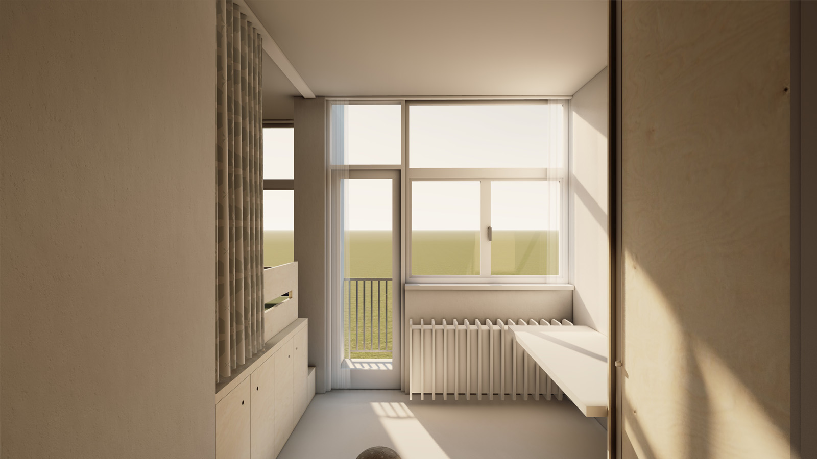 (13, 6, 'Pudorys.jpg', 'Dětský pokojíček', 'Tvarově složitý a nepravidelně členěný bývalý pokoj pro služku ve starší pražské zástavbě chtěla mladá rodina upravit na pokojíček pro dvě malé děti. Navržený společný prostor je rozdělen na spací koutek s úložným prostorem a obdélníkový prostor, který je snadno zařiditelný a do budoucna variabilní.  Spací koutek lze jednoduše oddělit zatažitelnou zástěnou na dvě části se zachováním optického i světelného soukromí. S pomocí jednoduché dřevěné konstrukce, opláštěné březovou překližkou se docílilo i dostatečného úložního prostoru.', 'I', 'Helena Sosnová', 'Praha', '2025', 'Realizace', None)