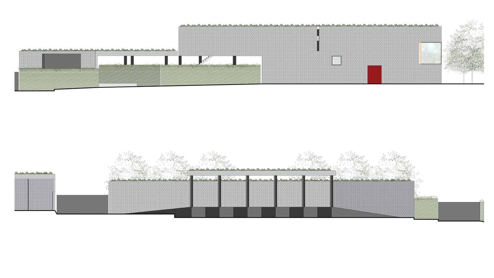 (16, 6, '06.jpg', 'Sběrný dvůr a technické služby', 'Návrh stavby vychází z principů jednoduchosti, trvanlivosti a citlivého zapojení do prostředí. Celý program byl fragmentován do více hmot, aby se lépe začlenil do struktury okolních rodinných domů. Hlavní osa řešení ctí veřejný prostor obce, zatímco jednotlivé domy ustupují do pozadí. Areál zahrnuje kromě sběrného dvora také re-use centrum a komunitní šatník, které rozšiřují funkci místa směrem k veřejnosti a oživují prostor Lidické ulice. Architektonické řešení pracuje s dvojicí rovnoběžných hmot, které sloužíjako parkovací přístřešky, a s nárožní částí se šatnami, administrativou a byty. Dispozice je prostorově bohatá, doplněná o zasedací místnost s výhledem. Lineární provozní schéma sběrného dvora umožňuje jasný a přehledný pohyb – od vjezdu přes rampu až po výjezd. Vstupy do re-use centra, kavárny a komunitního šatníku jsou orientovány do ulice a podporují sociální interakci. Materiálově se návrh opírá o betonové tvárnice s integrovanou izolací, které zajišťují odolnost vůči náročnému provozu. Veškeré vodorovné konstrukce jsou betonové, což přispívá k dlouhé životnosti stavby. Ekologický aspekt je posílen vegetačními střechami s mocností až 100 cm, které dokáží zadržet značné množství dešťové vody a eliminovat vznik tepelného ostrova. Energetická koncepce počítá s tepelnými čerpadly, solární elektrárnou a rekuperací vzduchu. Celé řešení tak spojuje robustnost a praktičnost s ohledem k udržitelnosti a kvalitě veřejného prostoru.', 'S', 'Helena Sosnová, Vojtěch Sosna', 'Praha Letná', '2025', 'Architektonická soutěž', None)