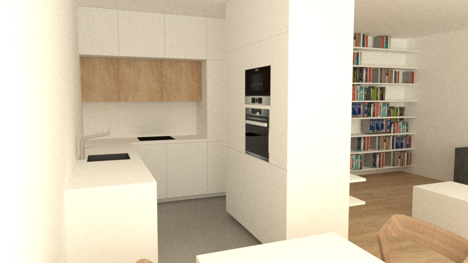 (5, 6, 'Pudorys.jpg', 'Rekonstrukce panelového bytu', '40 let starý panelákový byt 3+1 na okraji Prahy vyžadoval pro další používání částečnou modernizaci s důrazem na praktičnost a snadnou údržbu. Zadáním bylo propojení obývací prostory s kuchyní s možností částečného oddělení. Toho bylo dosaženo výměnou dvou standardních vstupů za jeden větší, řešený zašupovacími dveřmi a částečným odstraněním betonového panelu. Samotná kuchyň byla navržena v minimalistickém stylu s podlahou odolnou proti poškození z běžné činnosti. V obývací části je navržena knihovna přes celou stěnu. Na podlahovou krytinu byla doporučena plovoucí dřevěná podlaha. ', 'AI', 'Helena Sosnová', 'Praha', '2018', 'Architektonická studie', None)